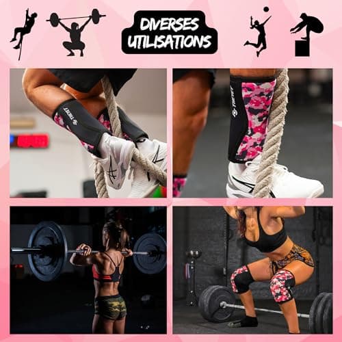 Theyet Genouillères CrossFit Néoprène 7mm Femme et Homme | Support Ajustable Compression | Gymnase Powerlifting Fitness Gym Haltérophilie | Protections Sportives pour Genoux
