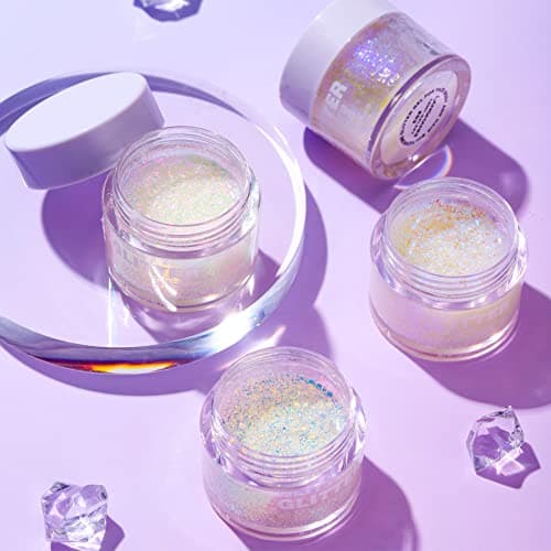 KTouler Paillettes pour le corps, le visage, 2 couleurs, paillettes holographiques pour cheveux, yeux, ongles, lèvres, maquillage, paillettes
