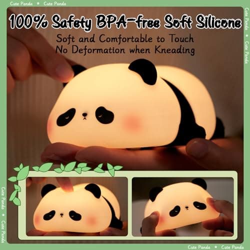 SALUOKE Veilleuse Panda pour Enfants: Veilleuse Bébé à 3 Modes Luminosité, Veilleuse Silicone Rechargeable, Veilleuse Temporisée avec Fonction Tactile, Lampe Décorative-Cadeau pour Fille & Garçon
