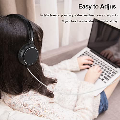 Elprico Casque PC, Casque Filaire Compact Pliable stéréo HiFi Musique Prise en des écouteurs Carte TF