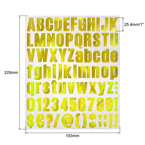 PATIKIL Lettre Alphabet Numéro Autocollants, Paillettes Doré 1" Réfléchissant Étiquettes Auto-adhésif Vinyle pour Classe Organisation, Enseigne, Porte, 6 Feuilles, 81 Compte/Feuille