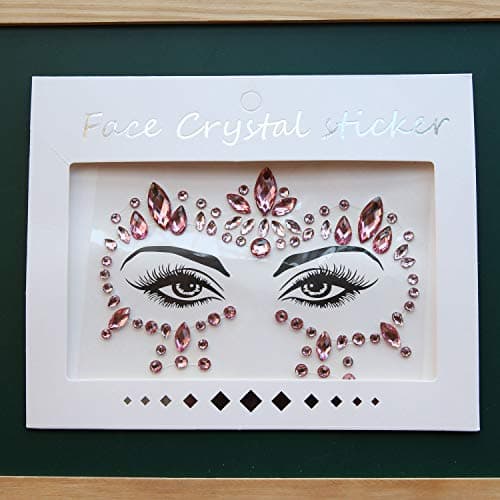 Autocollant Visage 6 feuilles Gemmes de Visage Autocollants pour le Visage en Cristaux pour Yeux Affronter Corps Tatouages Temporaires