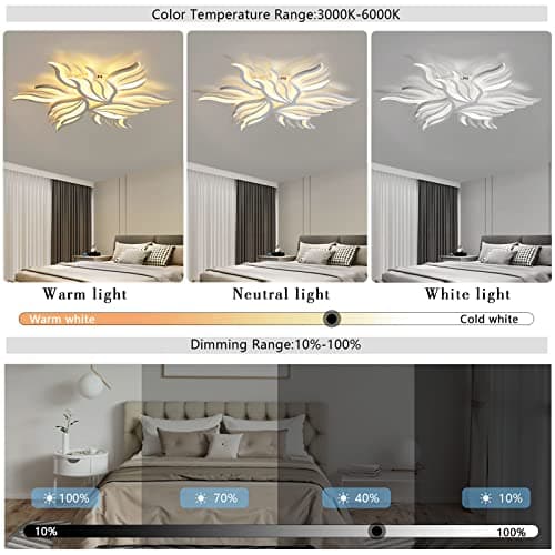Plafonnier LED moderne dimmable - 90W lampe de salon plafonnier chambre avec télécommande lumière couleur luminosité changement de couleur - plafonnier blanc gradation éclairage intérieur
