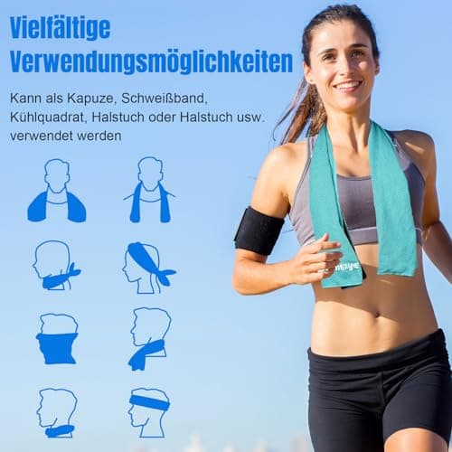 Bouiexye Lot de 2 serviettes rafraîchissantes 100 x 30 cm Bleu mer Serviette rafraîchissante en microfibre Serviette de refroidissement instantanée pour le sport, le fitness, le yoga, les voyages, la