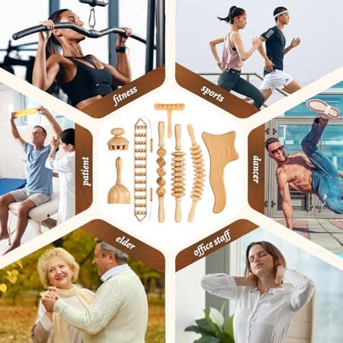 Yofuly Lot de 8 rouleaux de massage professionnels pour thérapie en bois, pour sculpter le corps, drainage lymphatique, soulagement des douleurs musculaires, anti-cellulite