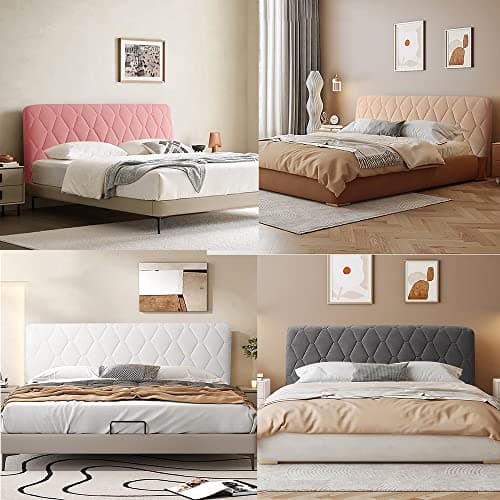 Smingm Housse de Tête de Lit, Couverture de Tête de Lit Protecteur Housse Décorative Chambre à Coucher épaissi Pack Souple Anti-poussière Couvertur Stretch Housse,Gris,160cm(63inch)