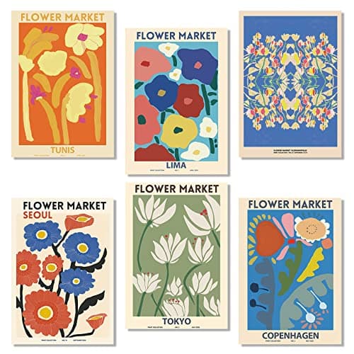 milaosk 6 Pcs Affiches Florales A4,affiche vintage Poster Vintage Affiche Matisse Images de Fleurs élégantes Poster Mural Art Prints Salon Mur Photos pour Salon Decoration Room Aesthetic (Sans Cadre)