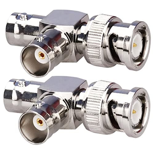 TUOLNK BNC mâle à double fiche femelle BNC en forme de T Connecteur triple en T Adaptateur séparateur coaxial 3 voies pour systèmes de sécurité/câble coaxial/appareils sans fil Pack de 2