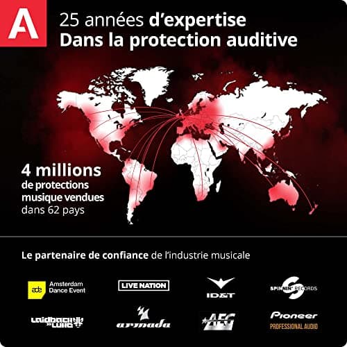 Alpine MusicSafe Pro Bouchons d'oreilles : protections auditives pour musiciens - Haute fidélité du son - 3 jeux de Ffltres interchangeables - Hypoallergénique et réutilisables – Embouts noirs