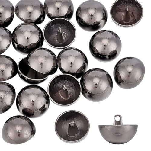 UNICRAFTALE 20 pièces Boutons à Tige en Alliage à 1 trous Boutons à Tige Demi-Ronde Boutons à Tige en Dôme Noir Boutons de Couture Métal pour Hommes Femmes Boutons de Vêtements pour Bricolage