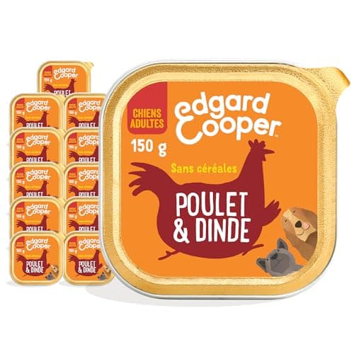 Edgard & Cooper Pâté Pour Chien, (Poulet & Dinde, 150g x 11), Sans Céréales, Viande fraîche et protéines de qualité, Vrais ingrédients pour chiens, Hypoallergénique, Sans sucres ajoutés