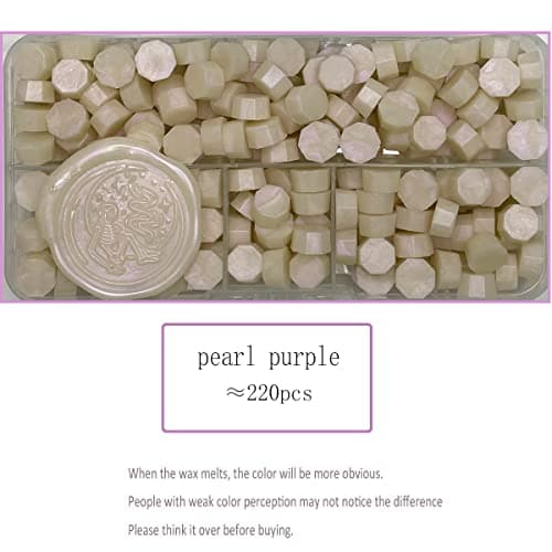 YOKIOU 220PCS Sceau Cire Rose pour Sceau Cire à Cacheter Cachet de Cire Cires Adhésifs pour Sceau de Cire à Cacheter Enveloppes,Travaux Manuels,Timbres,Cadeau (purple pearl)