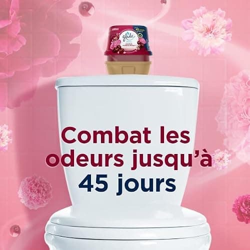 Glade Gel Premium - Désodorisant infusé aux Huiles Essentielles pour Toilette Et Salle de Bain - Luscious Cherry & Peony - 45 Jours de Parfum