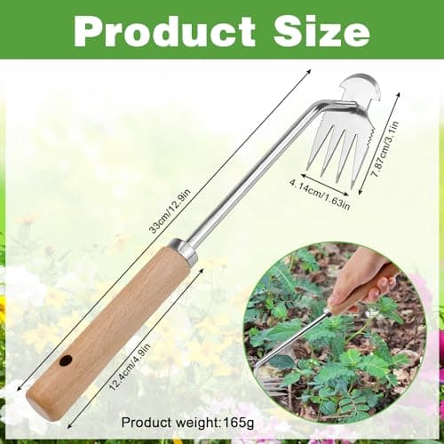 ADERTOS Outil de Désherbage Manuel Désherbeur À Main Outils Arrache Mauvaise Herbes Jardinage Outils de Désherbage Manuel de Jardinage Outil de Désherbage Manuel à 4 Dents Extracteur Mauvaises Herbes