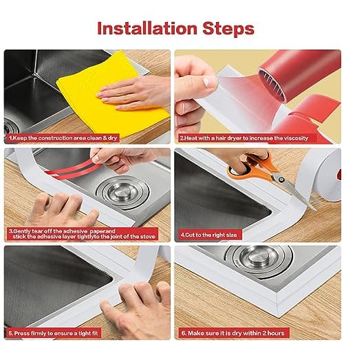 TATUNER Joint Salle de Bain, Joint d'Étanchéité Autocollant, Bande Calfeutrage Anti-Moisissure pour Salle de Baignoire, Cuisine, Plan de Travail, Rouleau de Joint Silicone Blanc 4M x 3,8cm (1)