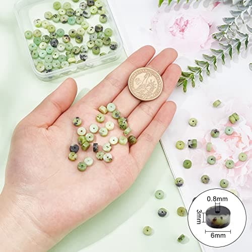 OLYCRAFT 136pcs Perles Serpentine Naturelles 6x3mm Perles Heishi Vertes Perles Serpentine Rondes Plates Perle Pierre Naturelle Perles Pierre D'Énergie pour Bracelet Collier Fabrication de Bijoux