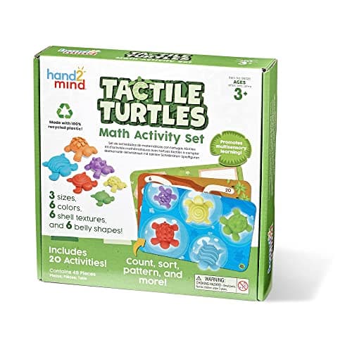 Learning Resources Kit d’activités mathématiques des tortues tactiles , apprentissage des nombres petite enfance, objets de tri mathématiques pour enfants, jouets de tri des couleurs, Montessori
