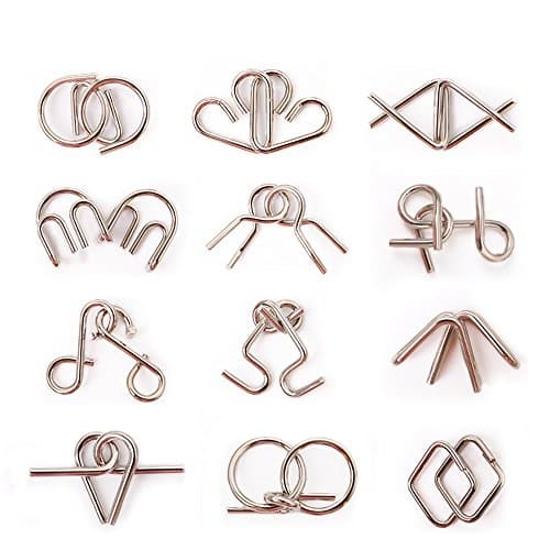 Gracelaza Casse-tête en Métal Set 12 Pièces - Jouet de Puzzle en Métal - Jouets d'intelligence éducative - Jouets pour des Enfants et des Adolescents