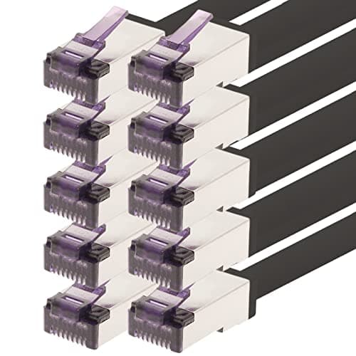 1aTTack.de - 0,25 m - Câble réseau CAT6a Superflex Ethernet Gigabit LAN RJ45 CAT6 A câble patch 10000 Mbit s SFTP PIMF 500 MHz compatible avec CAT6 CAT5 - noir - 10 pièces