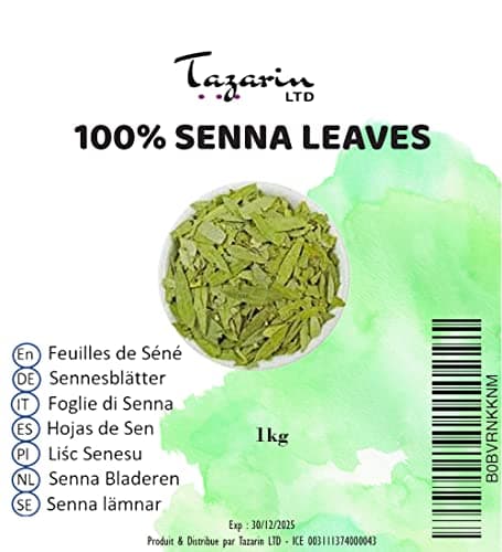 1kg Feuilles de Séné Entières - Puissant Purgatif, Laxatif Naturel - Favorise le Transit Intestinal et le Nettoyage du Colon - Tisane Detox