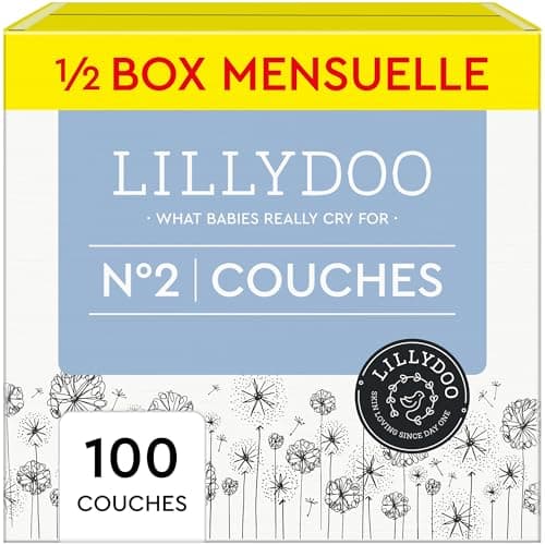 Couches LILLYDOO douces pour la peau, taille 2 (4-8 kg), Lot de 4 paquets (100 couches)