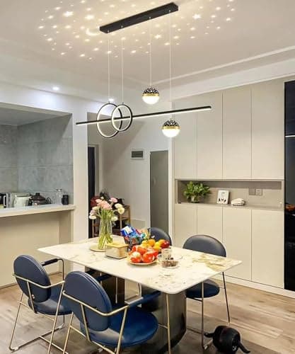 Aleaty Table à manger LED suspension dimmable LED suspension moderne suspension hauteur réglable Designer suspension réglable à distance dimmable suspension (noir, 80cm)