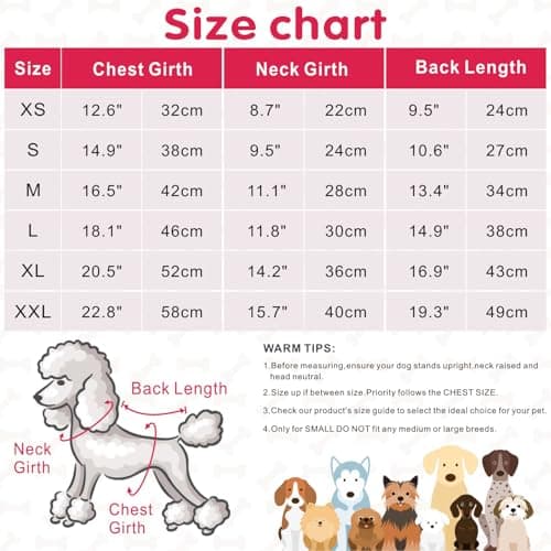 Mosucoirl Pull Chien Hoodie Animaux de Compagnie Manteau Chaud Coton Sweat Shirt Vêtements pour Chiens avec Poches Chien Pull pour Chiens Body (Les Roses, XXL)