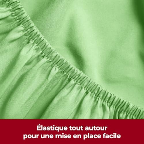 Mellanni Drap Housse 180x200 Bonnet 40 Cm - Doux, Résistant, Anti-Plis, Élastique Tout Autour - (180x200 cm, Pistache)