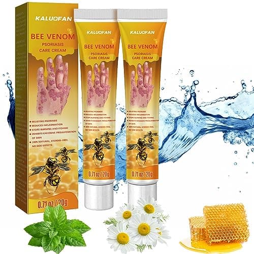 Crème Bee, Creme Psoriasis, Kaluofan 2PCS Youth d'abeille Psoriasis, Pierre Jaune Poudre Psoriasis, D'abeille,Crème D'abeille Crème de Psoriasis Bee