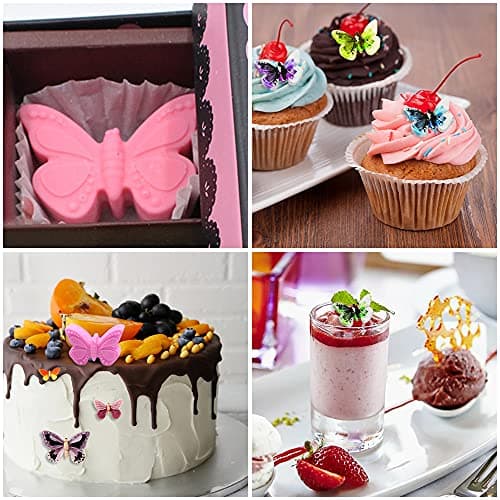 SENHAI Lot de 4 moules en silicone en forme de papillon – 2 mini moules en forme de papillon et 2 plateaux en silicone en forme de papillon normal, pour chocolat, bonbons, savon, glaçons