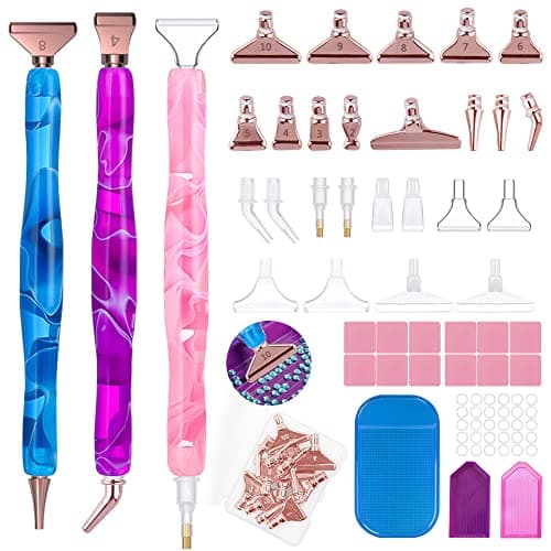 SENHAI Lot de 45 stylos pour peinture diamant - Pointes en acier inoxydable et plastique - Accessoires personnalisés pour peinture diamant 5D