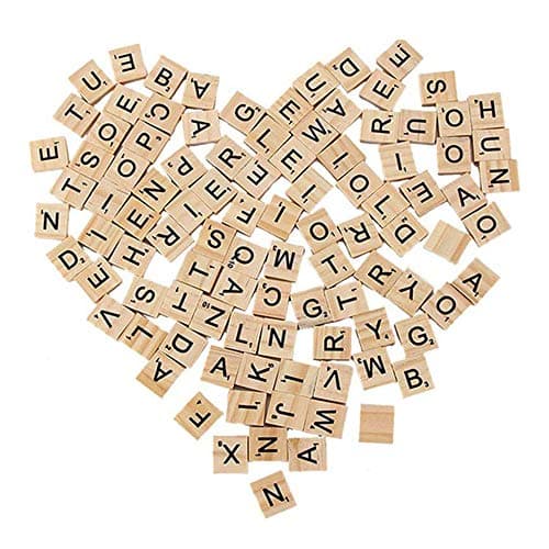 KlsyChry 100 pcs Bois Lettres Noir en Bois Lettre Jigsaw Puzzle Alphabets A à Z Tuiles pour Décoration DIY en Bois Pièces De Jeu Amis Famille Jouer Artisanat