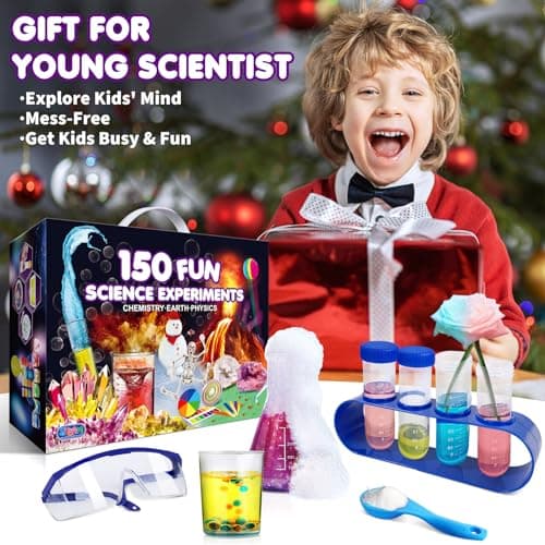 UNGLINGA 150 Expériences Scientifique pour Enfants, Activités Laboratoire de Chimie et Kit, Kits Éducatifs et Jeux Science, Idées de Cadeaux d'anniversaire pour Garçons et Filles, Éruptions Volcanique
