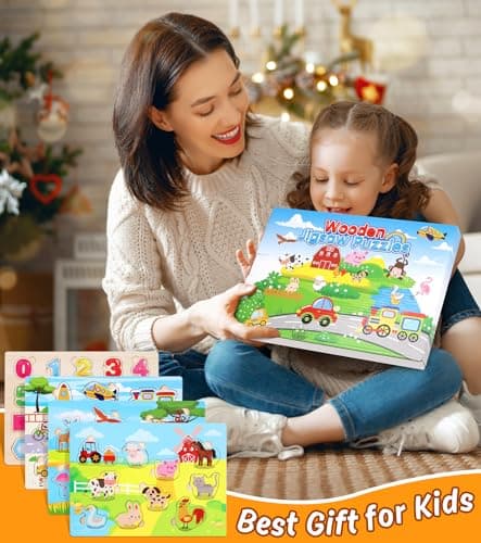 Gontence 4 Pièces Puzzle Enfant 2 3 Ans - Jouet Enfant 2 3 Ans - Puzzle Bois - Montessori 1 an - Jouet en Bois Fille Garcon