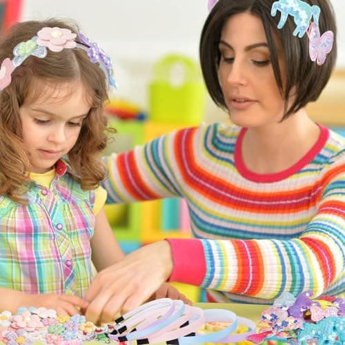 Calendrier de l'Avent 2024 Enfant Fille, Kit de Fabrication de Bandeaux pour Filles Accessoires de Cheveux DIY Enfant 6 Serre-tête Bricolage Cadeau d'anniversaire pour Fille Jouet pour Filles 5-12 Ans
