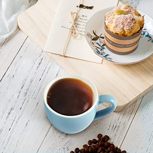 homEdge Lot de 6 mini tasses à expresso Procelain - 90 ml - Bleu clair