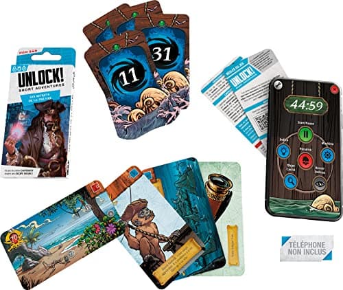Asmodee - UNLOCK! Short Adventures - Le Réveil de la Momie + Les Secrets de la Pieuvre - Jeu de Société dès 10 ans - Escape Game - Jeu de Cartes Coopératif - 1 à 6 Joueurs - 30 Min- en Français