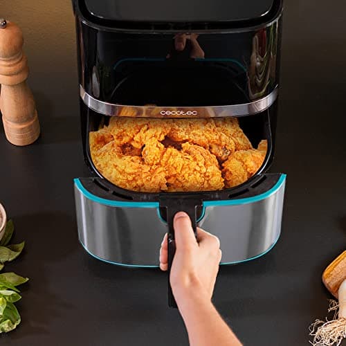Cecotec Friteuse sans Huile 5,5 L Cecofry Full Inox 5500 Pro Accessoires. 1600 W, Diététique, Numérique, Finitions en Acier inoxydable, Technologie PerfectCook, Comprend des accessoires