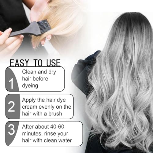 Gotysles Lot de 5 teintures pour cheveux gris, crème colorante pour cheveux gris, crème colorante professionnelle pour cheveux gris, crème colorante instantanée pour cheveux gris, 100 ml (argent, 5