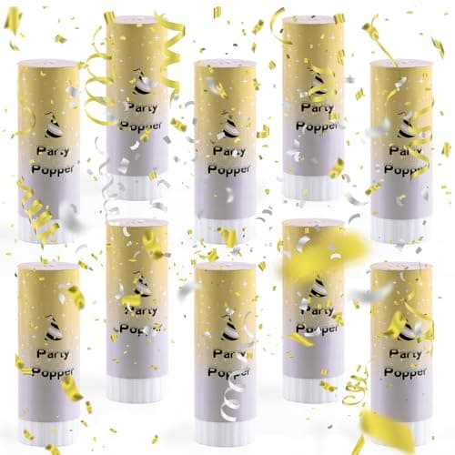 FePen Canon Confettis*10, Canon Confettis Mariage, Confettis Anniversaire, Canon à Confettis pour Mariage, Fête, Anniversaire, Célébrations (Champagne)