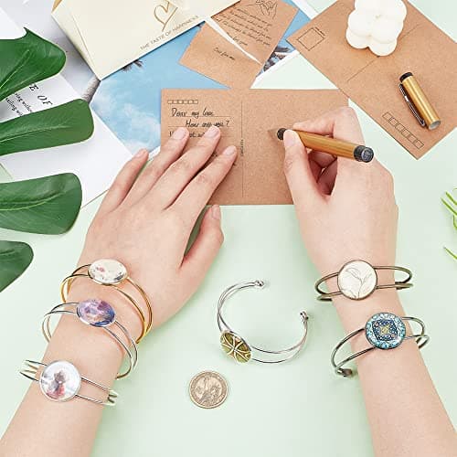 PH PandaHall Lot de 10 bracelets réglables en laiton - Lunette - 25 mm - Pour la fabrication de bijoux, bracelets, travaux manuels