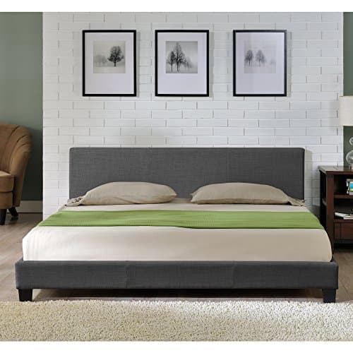 Corium Lit Double Rembourré Design Sommier à Lattes Polyester 140 x 200 cm Gris Foncé