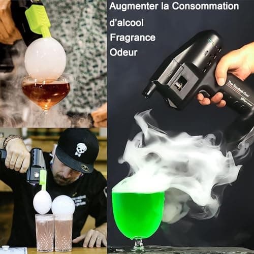 Fumoir a froid Accessories-Witriolik Liquide À Bulles 50mL x2, Cocktail Bubble Maker Pistolet À Fumer Portable Pistolet À Bulles De Fumée Chargement USB pour Aliments fumés, Barman à Domicile