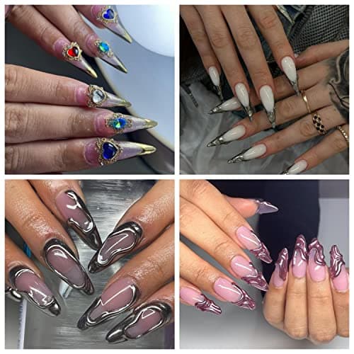 GZMAYUEN Poudre Chrome Ongle Nail Art 6Pcs Miroir Blanc Perle Holo Effet Décoration Design
