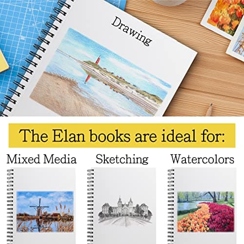 Elan Carnet de Dessin A5, 50 Feuilles 200gsm Papier Lisse, Cahier de Dessin A5, Bloc de Dessin A5, Drawing Book A5, Bloc Dessin à Reliure Spirale, Papier de Dessin, Carnet Dessin Professionnel