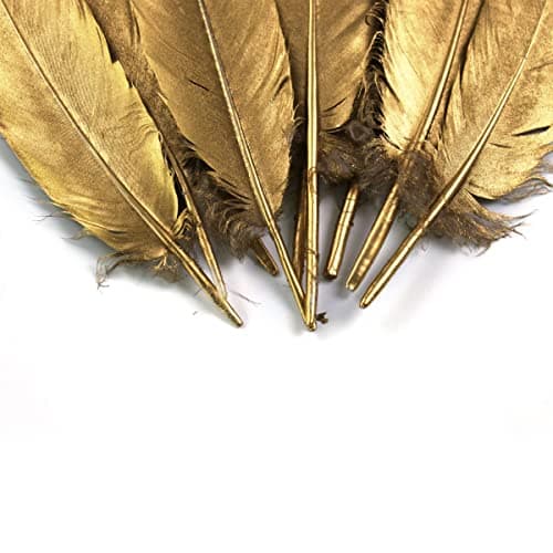15-20 cm Lot de 50 plumes d'oie naturelles dorées pour décoration de mariage, ailes d'ange et artisanat de fées