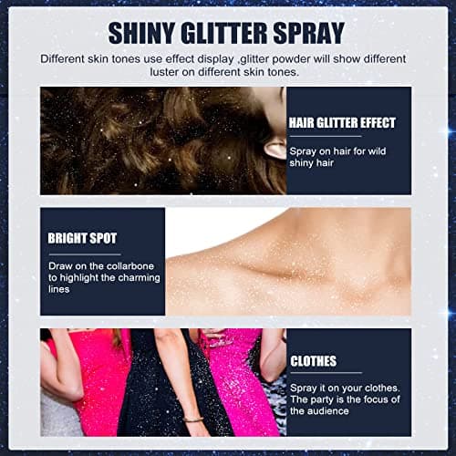 Spray Paillette Corps,MKNZOME Paillettes Visage Paillette Cheveux Imperméable Body Glitter Spray Maquillage Paillettes Femme pour Visage Cheveux Ongles Festival Fête
