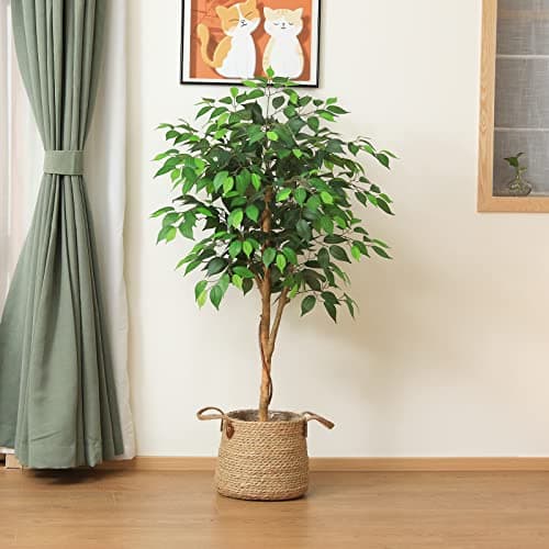 Kazeila Plante Artificielle Interieur 150cm Arbre Artificiel Ficus avec Troncs Naturels Fausse Plante Grande pour Intérieur Extérieur Maison Décoration