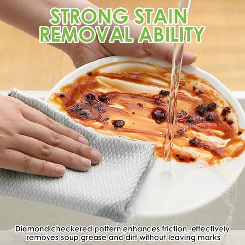 Pack de 10 Chiffon Microfibre de Nettoyage et Polissage en Microfibre de Haute Qualité, Non Pelucheux, Motif Écailles, pour Nettoyage Efficace et Sans Traces dans la Cuisine et la Maison, 25x25cm