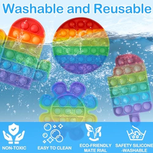 4 Pack Pop Bubble Fidget Toy Set Soulagement de l'Anxiété Autisme Pop it Silicone Jouet Sensoriel Autisme Jouet Anti Stress Cadeaux de Fête d'anniversaire pour Enfants et Adultes